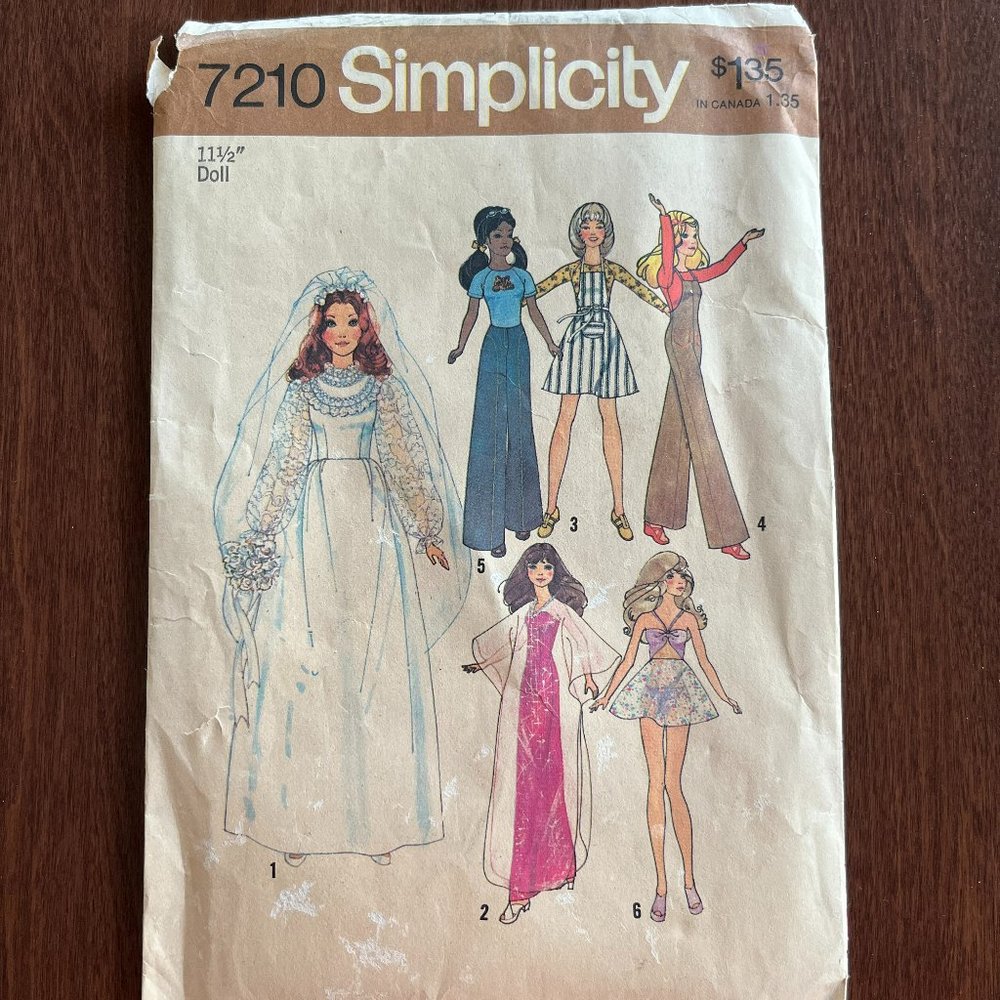 1975 Simplicity Barbie Wedding Dress, Veil, pants, shirt++